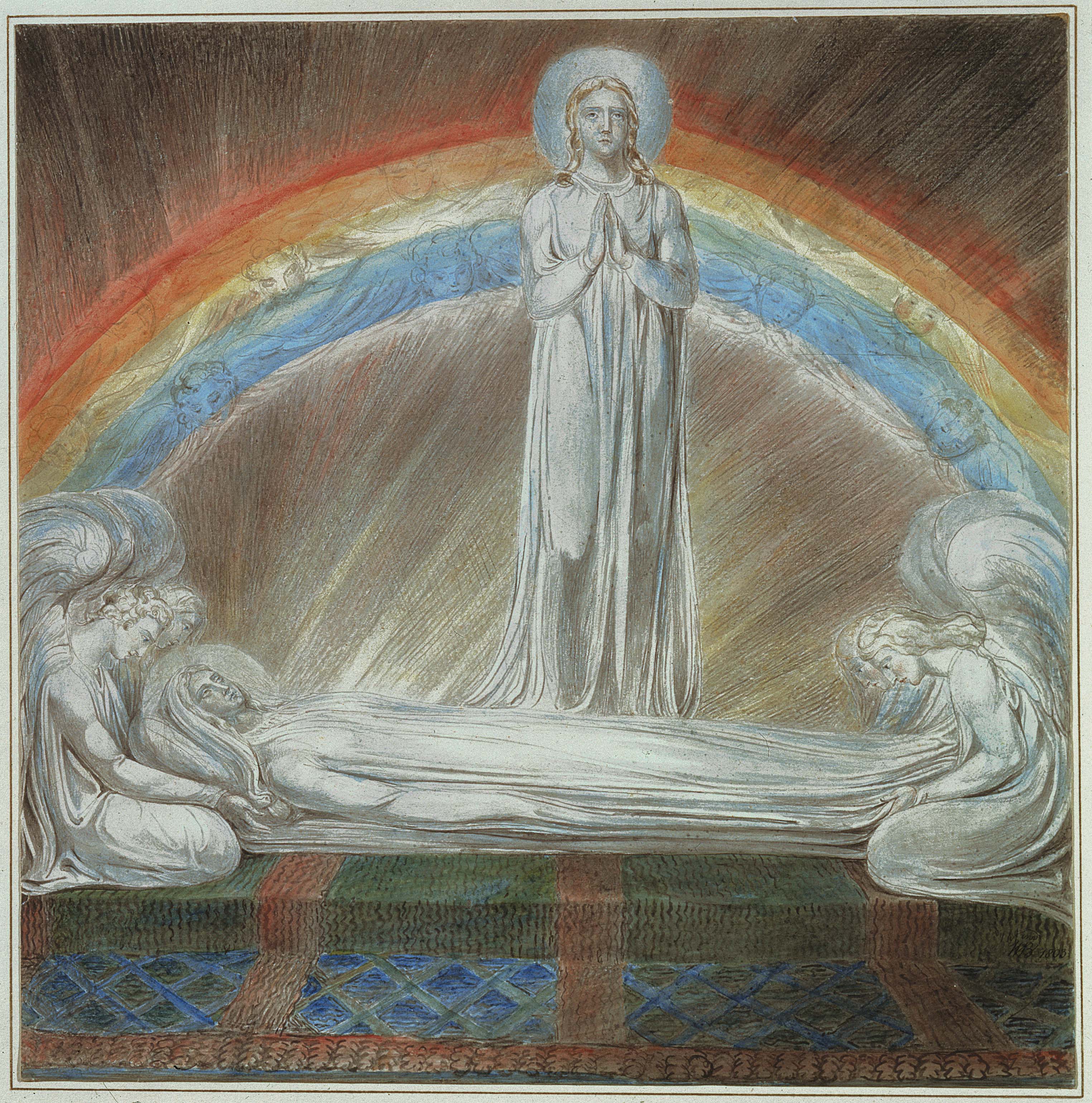 WILLIAM BLAKE CHRIST IN SEPULCHRE ANGELS CANVAS PICTURE PRINT WALL ART D110 
