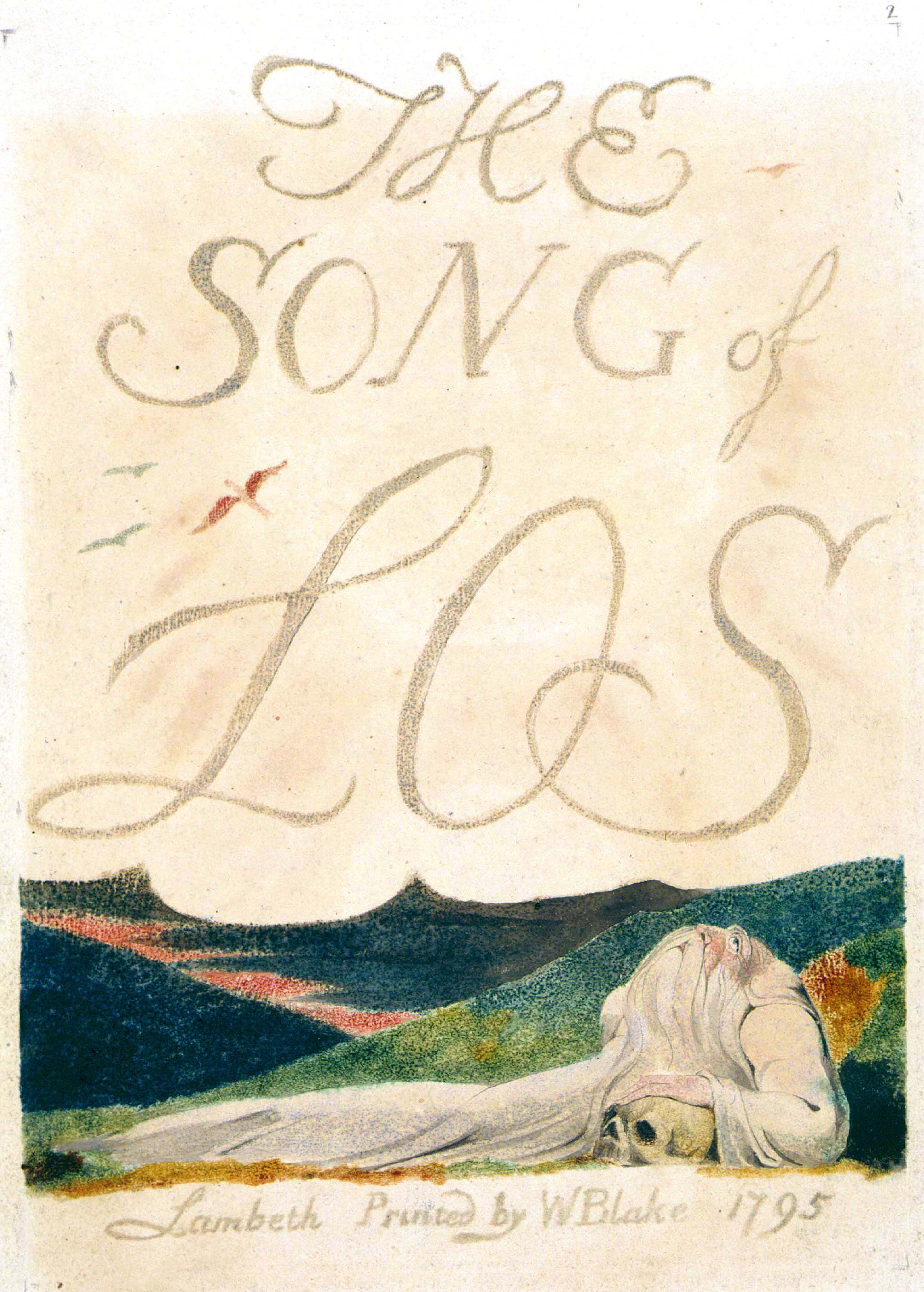 
                2
                THE
                SONG of
                LOS
                Lambeth    Printed by W Blake    1795
              